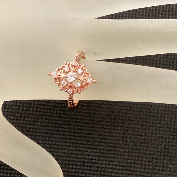 Antique Rose Gold CZ Ring 925 Sterling Silver - Picture 1 of 13
